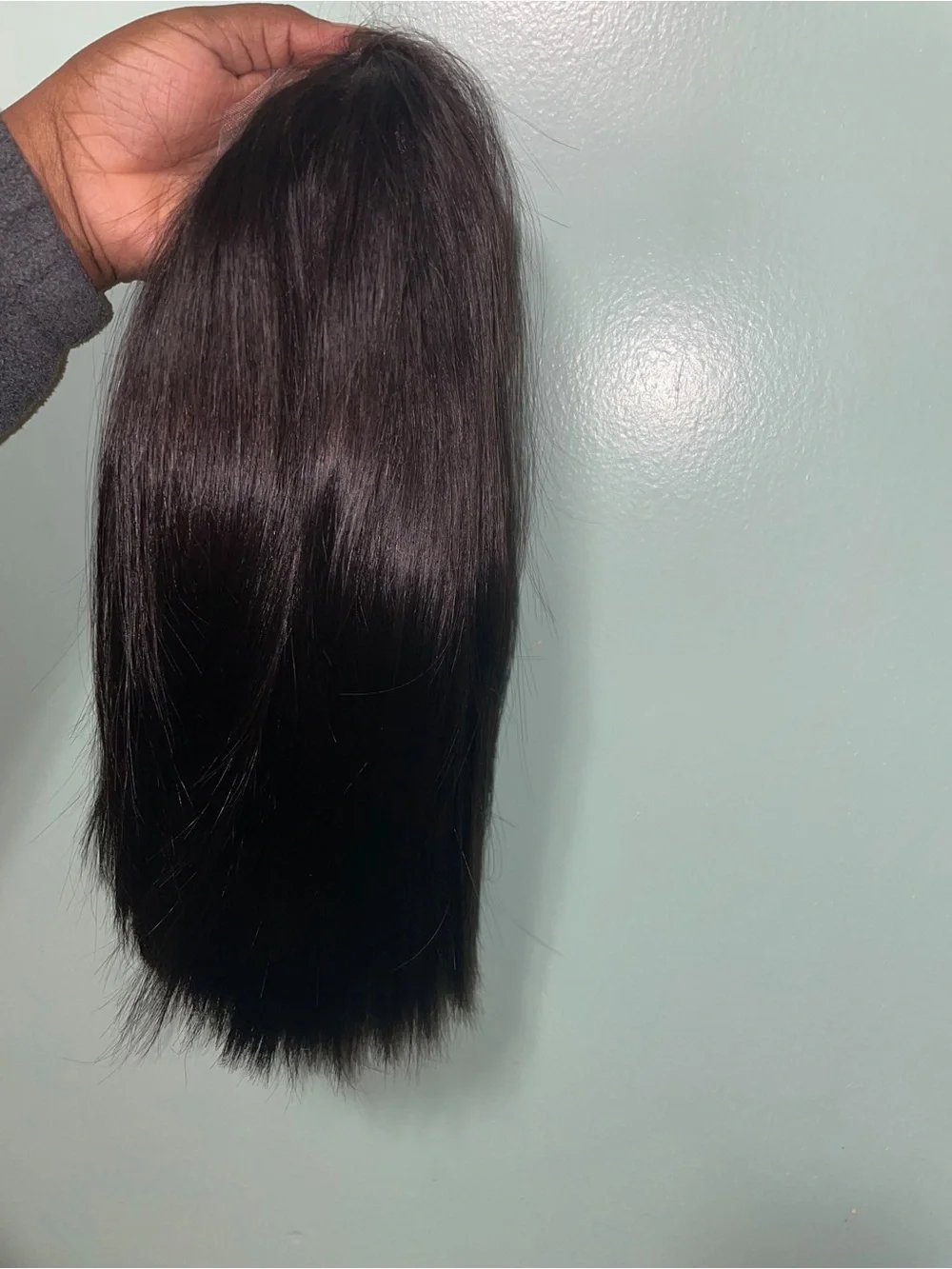 100% human Black Straight hair . Bob 12 in . 13x4 lace front wig